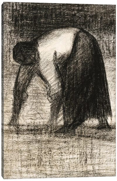 Paysanne Les Mains Au Sol 1882 Canvas Art Print - Georges Seurat