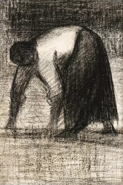 Georges Seurat: Paysanne Les Mains Au Sol 1882 by Georges Seurat