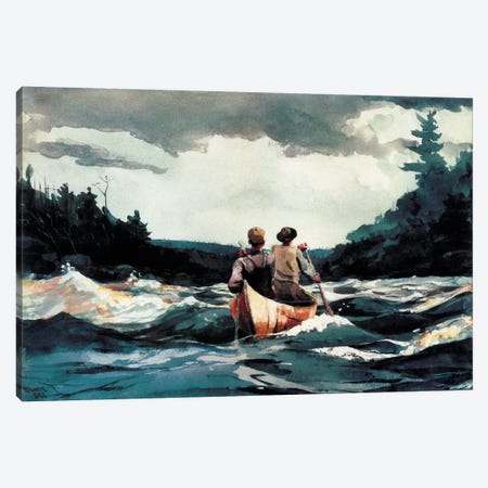 Canoe In The Rapids, 1897 Canvas Print #1242} by Winslow Homer Canvas Wall Art