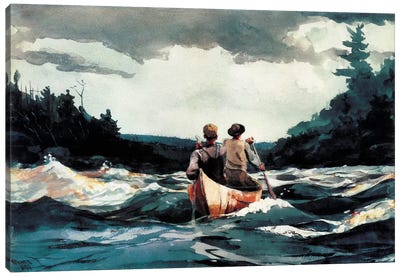 Canoe In The Rapids, 1897 Canvas Art Print - Canoes