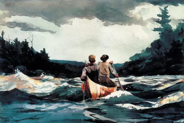 Nautical: Canoe In The Rapids, 1897 by Winslow Homer