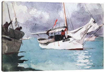 Fishing Boats, Key West, 1903 Canvas Art Print - Boat Art