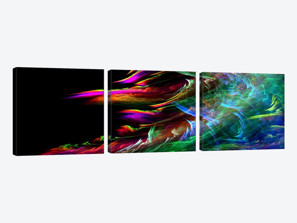 Fire Wave (Panoramic) by Unknown Artist 3-piece Canvas Print