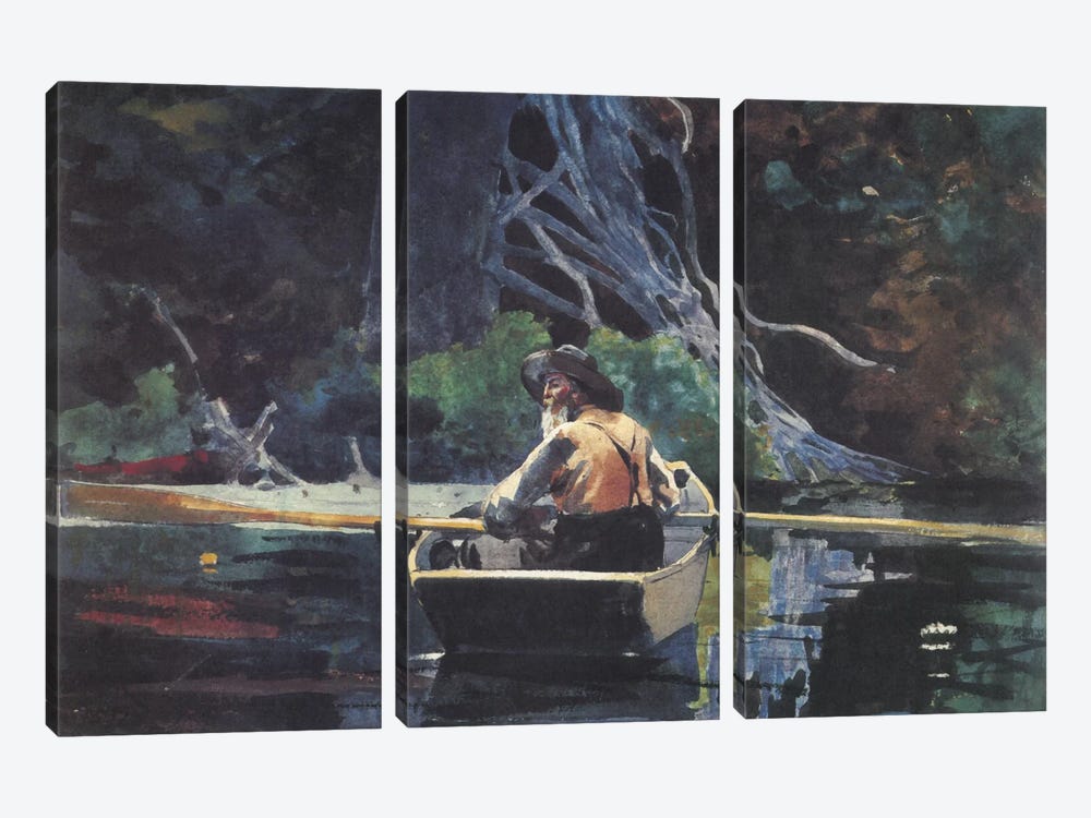 The Adirondack Guide, 1894 by Winslow Homer 3-piece Canvas Print