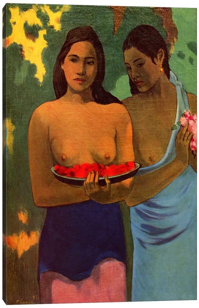 Deux Thaitiennes (Two Tahitian Women) Canvas Art Print - Paul Gauguin