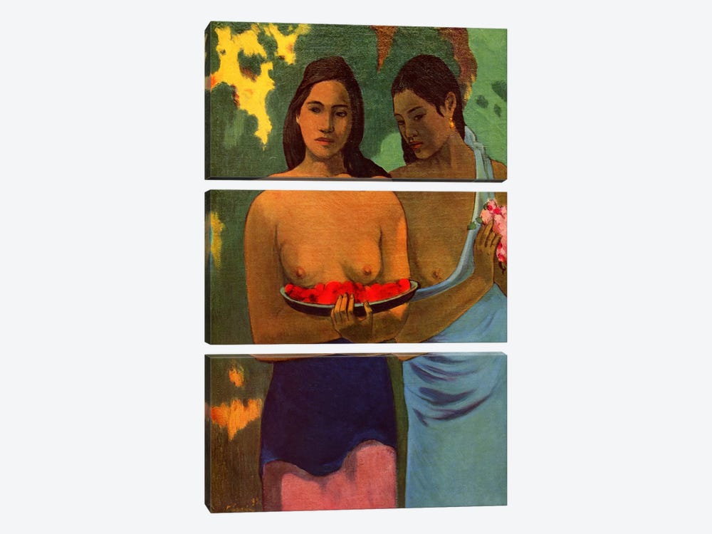 Deux Thaitiennes (Two Tahitian Women) by Paul Gauguin 3-piece Canvas Print