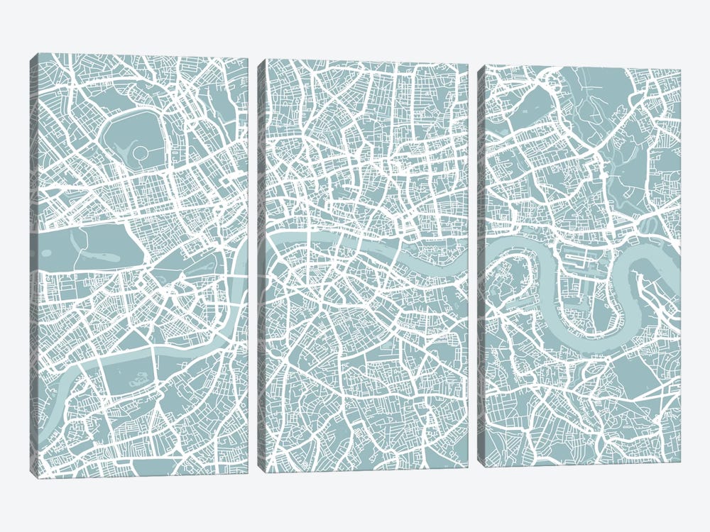 London Map by Michael Tompsett 3-piece Canvas Print