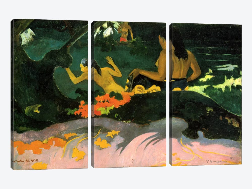 Fatata Te Miti (By the Sea) 1892 by Paul Gauguin 3-piece Art Print