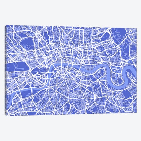 London Map IV (Blue) Canvas Print #12811} by Michael Tompsett Canvas Wall Art