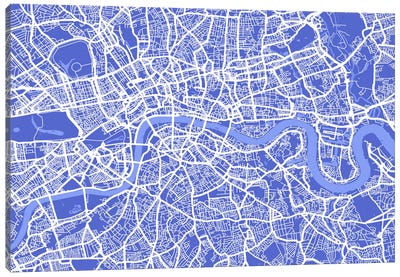 London Map IV (Blue) Canvas Art Print - London Maps