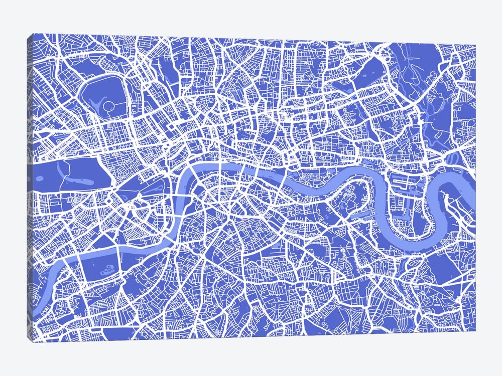 London Map IV (Blue) by Michael Tompsett 1-piece Canvas Art Print