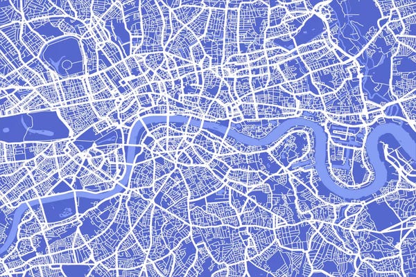 All Purples: London Map IV (Blue) by Michael Tompsett