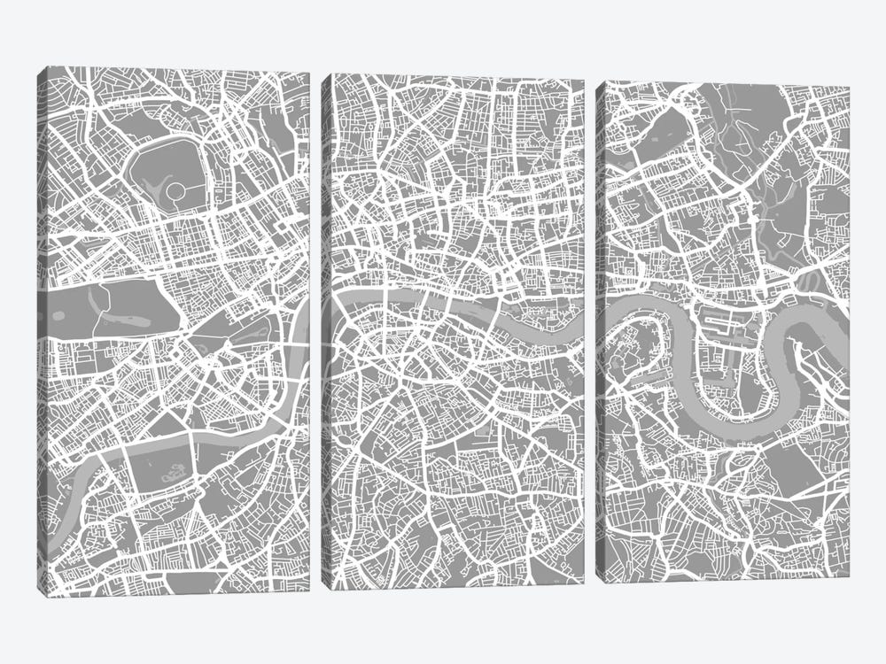 London Map V by Michael Tompsett 3-piece Canvas Artwork