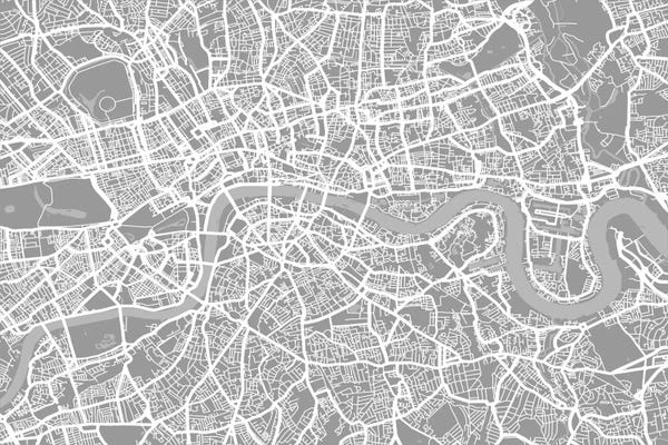 Large Map Art - Canvas Prints: London Map V by Michael Tompsett