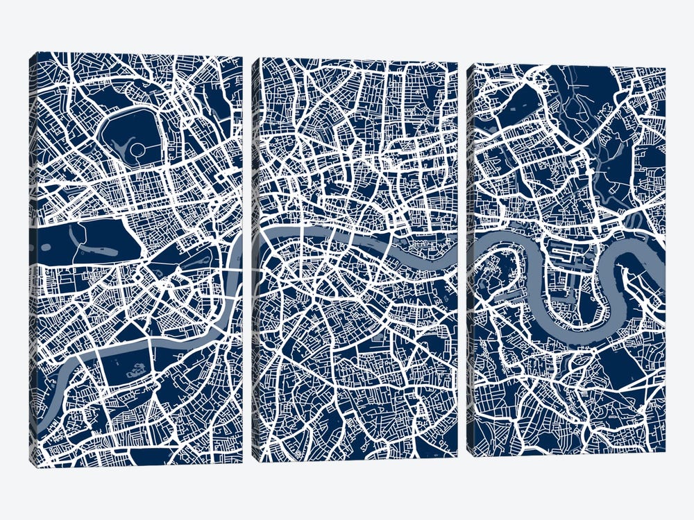 London Map VI by Michael Tompsett 3-piece Canvas Print