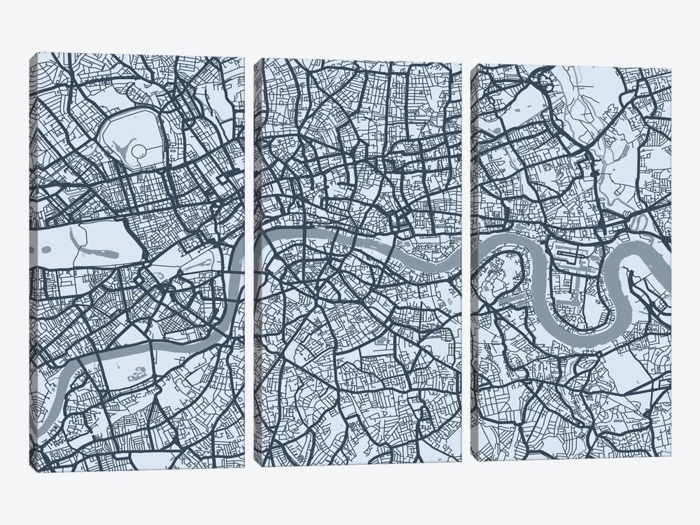 London Map VIII 3-piece Canvas Print