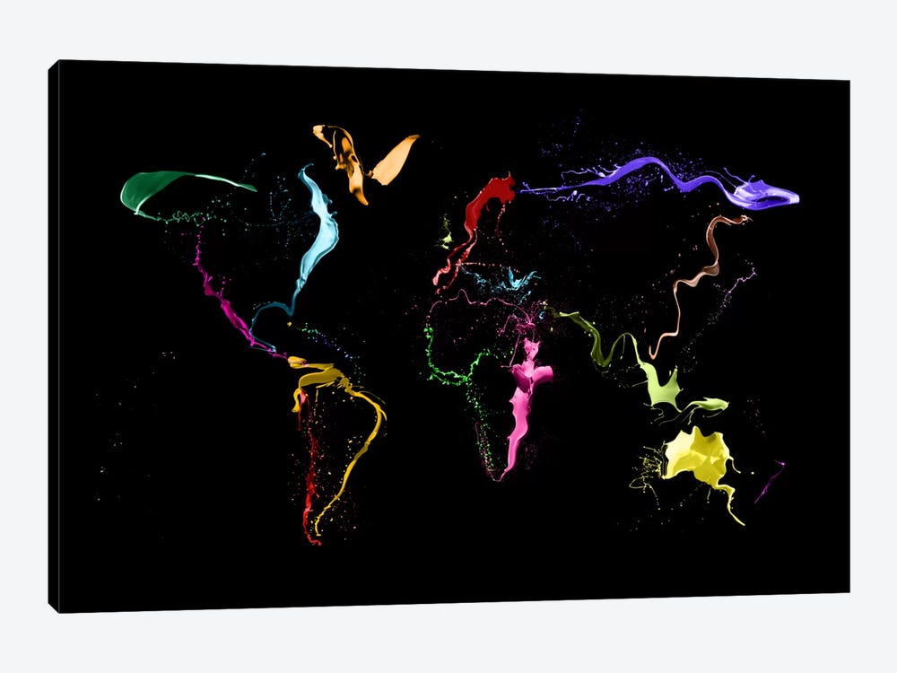 World Map (Abstract Paint) II 1-piece Canvas Art Print