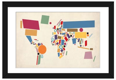 Geometric World Map (Abstract) Paper Art Print - Maps