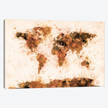 Bronze Paint Splash World Map Canvas Print #12819} by Michael Tompsett Canvas Artwork