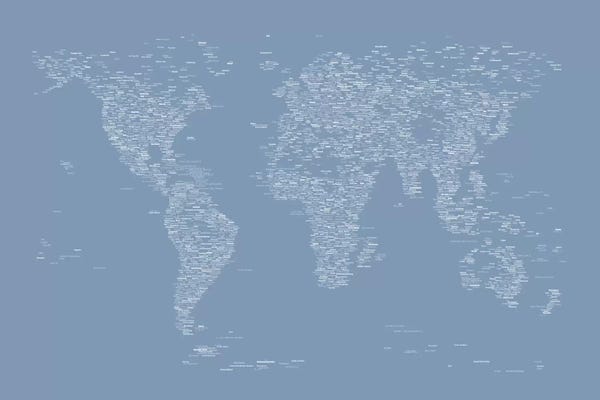 Globes: Font World Map (Light Blue) by Michael Tompsett