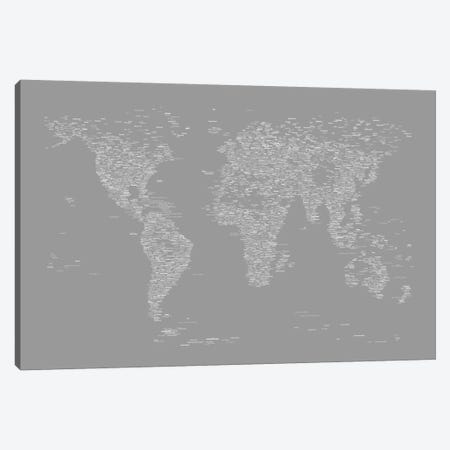 Font World Map (Gray) Canvas Print #12840} by Michael Tompsett Art Print