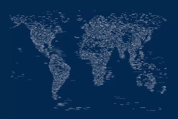 Michael Tompsett: Font World Map (Blue) by Michael Tompsett