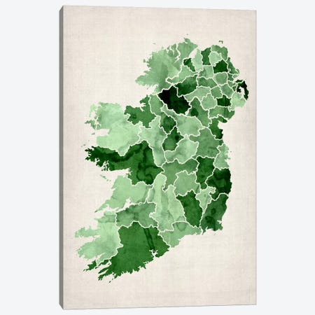 Ireland Watercolor Map Canvas Print #12848} by Michael Tompsett Canvas Print