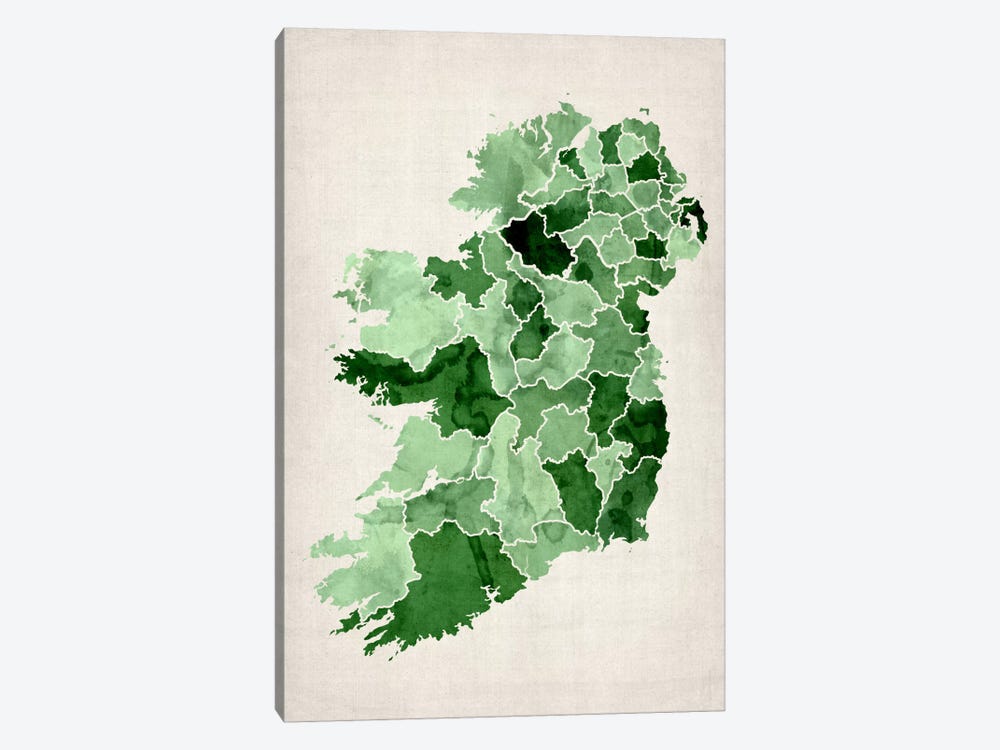Ireland Watercolor Map by Michael Tompsett 1-piece Art Print