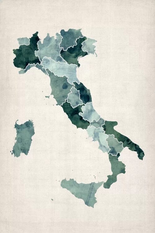 Watercolor Map of Italy by Michael Tompsett wall art