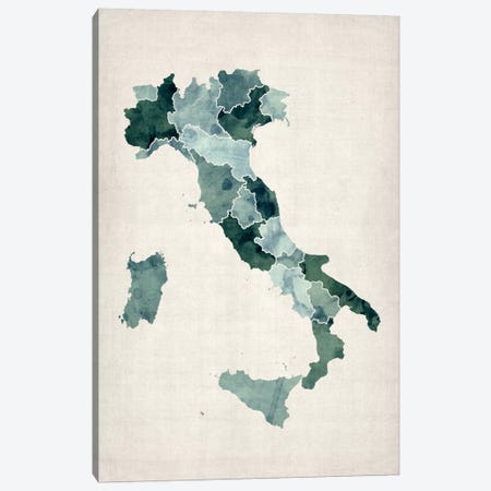 Watercolor Map of Italy Canvas Print #12856} by Michael Tompsett Art Print