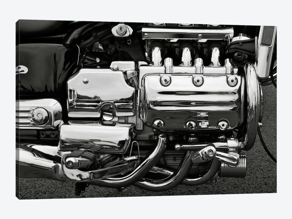 Motorcycle Engine Grayscale by Unknown Artist 1-piece Canvas Art