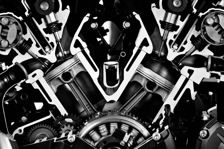 Car Engine Front Grayscale