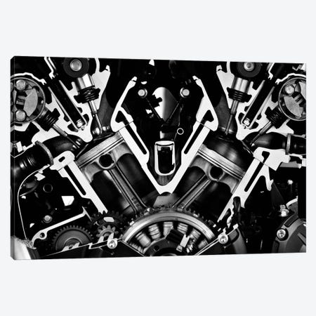 Car Engine Front Grayscale Canvas Print #12862} by Unknown Artist Canvas Print