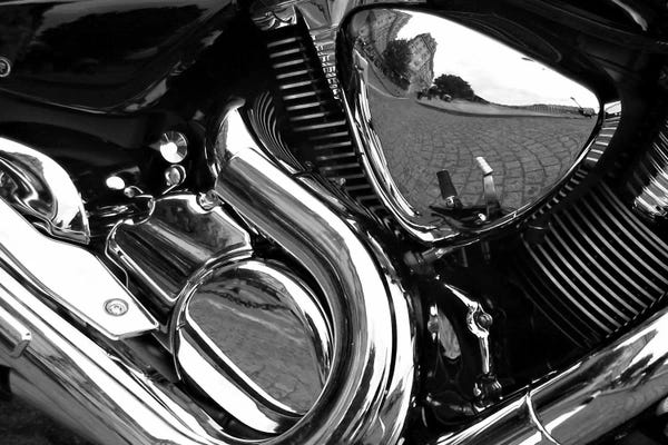 Motorcycles: Motorcycle Engine Grayscale ll by Unknown Artist