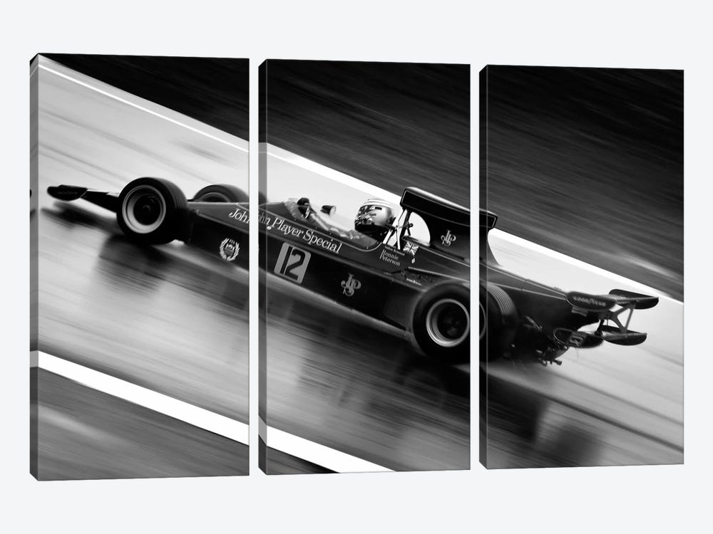 F1 Wet Track Grayscale 3-piece Canvas Art Print