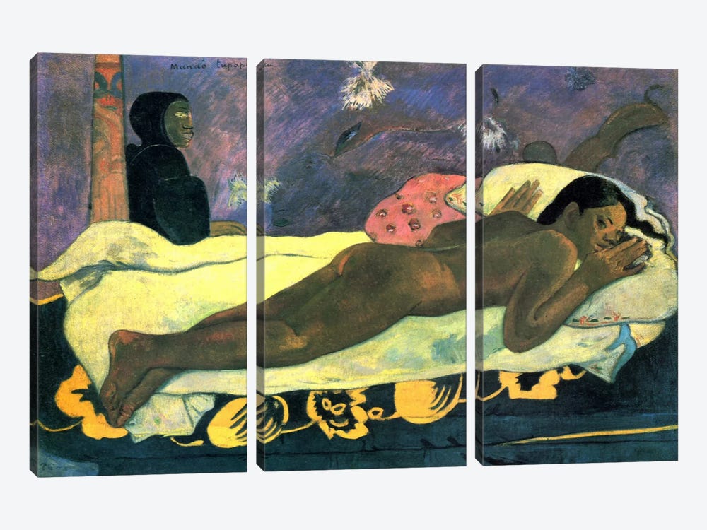 Girl in Bed by Paul Gauguin 3-piece Canvas Print