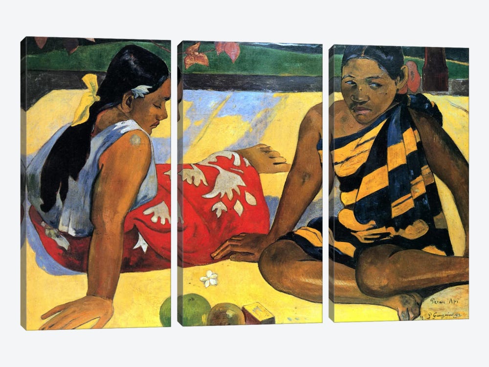 Two Women Sitting by Paul Gauguin 3-piece Canvas Wall Art