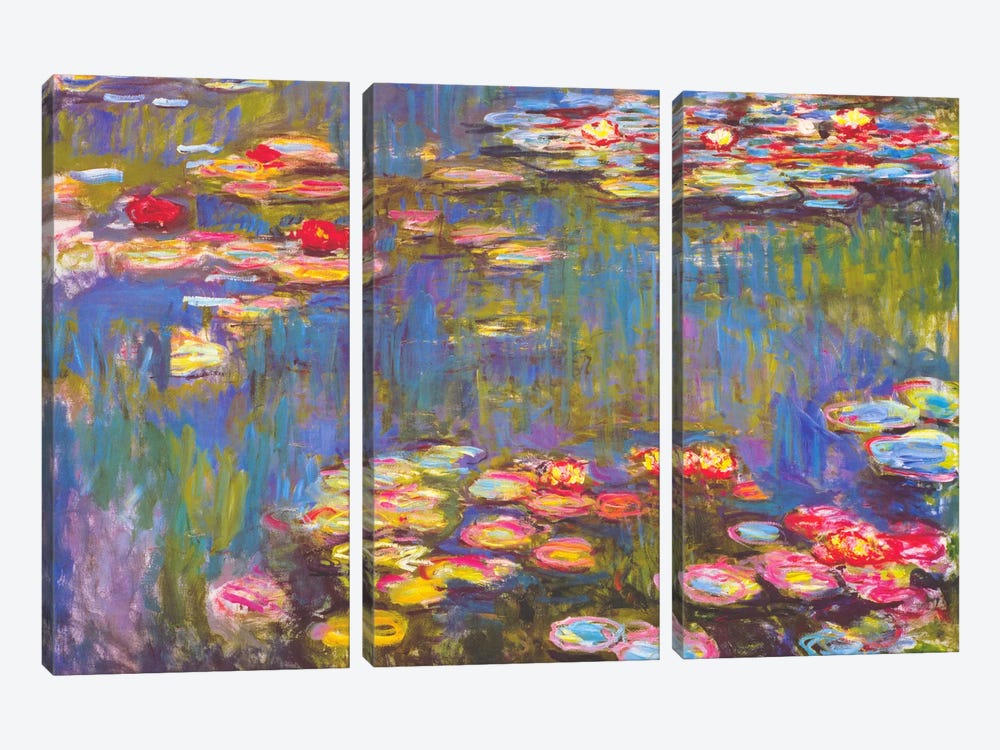 Water Lilies, 1916 by Claude Monet 3-piece Canvas Artwork