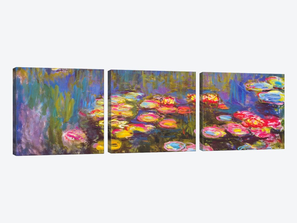 Water Lilies by Claude Monet 3-piece Canvas Art