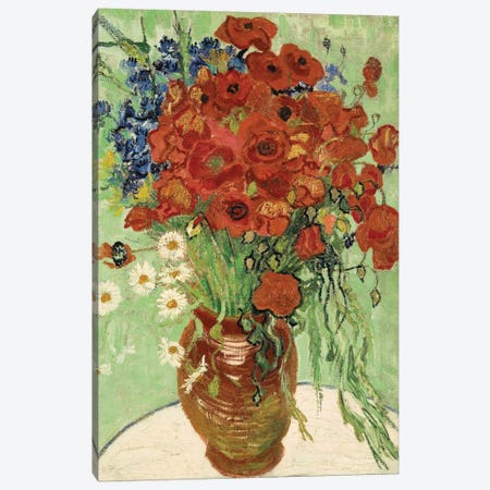 Vase with Daisies and Poppies Canvas Print #1319} by Vincent van Gogh Canvas Wall Art