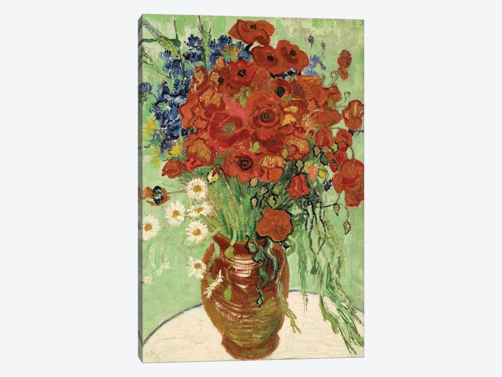 Vase with Daisies and Poppies 1-piece Canvas Art