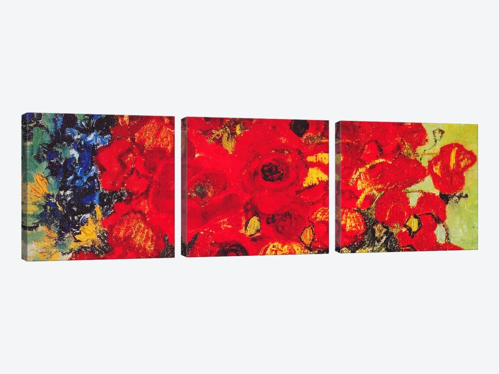 Vase with Daisies & Poppies 3-piece Canvas Art Print