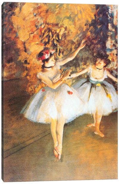 Two Dancers on Stage (alla Barra) Canvas Art Print - Edgar Degas