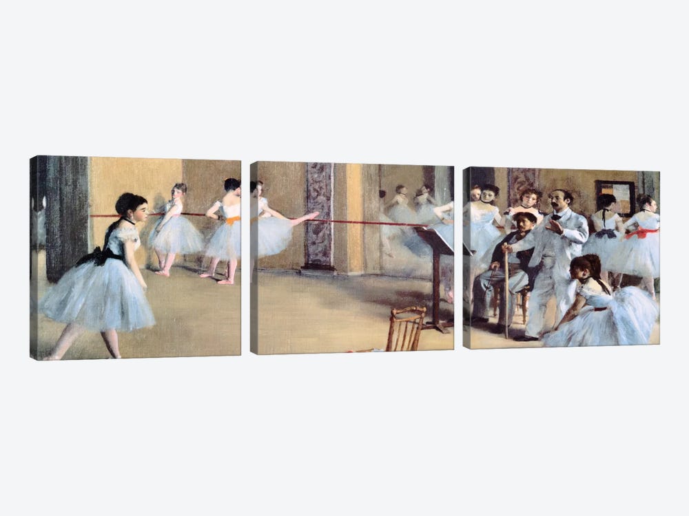 The Dance Foyer At The Opera by Edgar Degas 3-piece Canvas Print