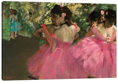Ballerina In Red Canvas Art Print - Edgar Degas