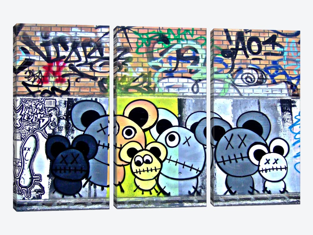 Of Mostly Mice Graffiti by Unknown Artist 3-piece Canvas Art