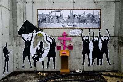 Dogs Last Supper Graffiti by Unknown Artist canvas print