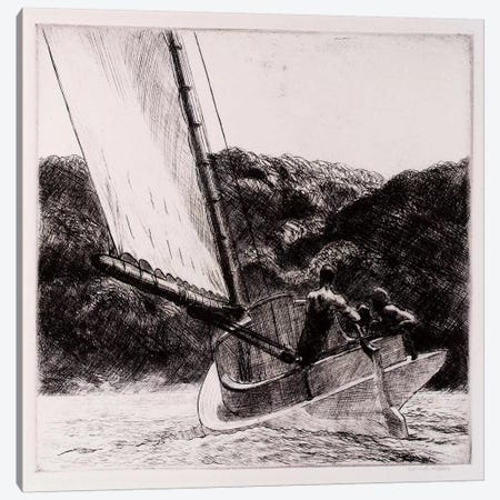 The Cat Boat Canvas Print #13367} by Edward Hopper Canvas Wall Art