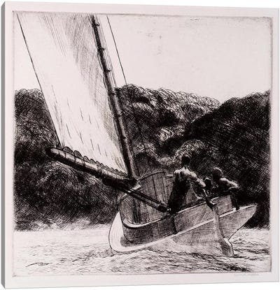 The Cat Boat Canvas Art Print - Sailor Art