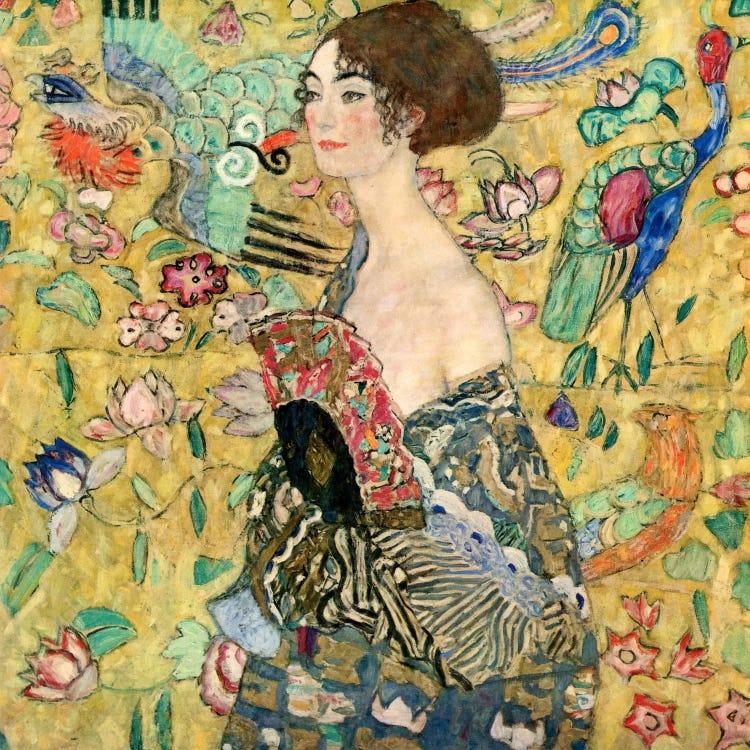 Lady with a Fan by Gustav Klimt wall art